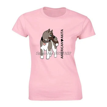 Amerikāņu Akita Suns T-Krekli Gudrs Suns Dzīvnieku Print T Krekls sieviešu Kokvilnas ar Īsām Piedurknēm Krekls Hip Hop Tees Top Harajuku Streetwear