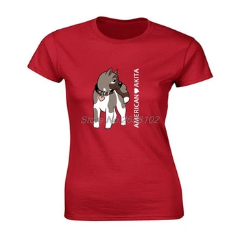 Amerikāņu Akita Suns T-Krekli Gudrs Suns Dzīvnieku Print T Krekls sieviešu Kokvilnas ar Īsām Piedurknēm Krekls Hip Hop Tees Top Harajuku Streetwear