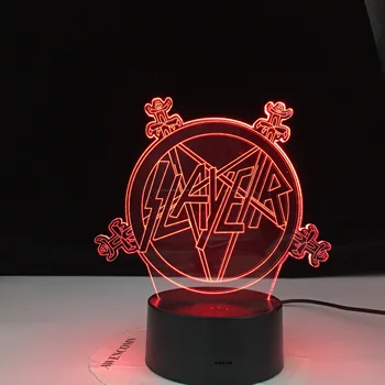 Amerikāņu Thrash-Metāla Grupa Slayer Logo Nakts Gaisma Led Tālvadības pults, Krāsa Mainās Nightlight Mājas Dekori turnīra Balva Lampas