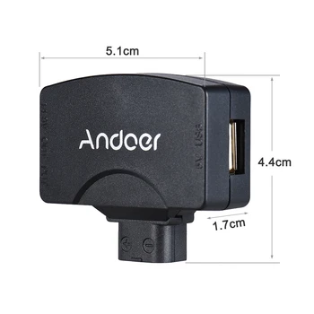 Andoer D-Pieskarieties, lai 5V USB Adapteris Savienotājs V-Mount Videokameras Fotokameras Akumulatoru BMCC par iPhone iOS Android Viedtālrunis Monitors
