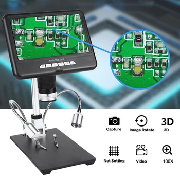 Andonstar AD207 3D digitālo mikroskopu Ilgi Objekta Attālumu Mikroskopu Lodēšanas Instruments Tālrunis/PCB/SMD Remonts ar Pagrieztu Attēlu