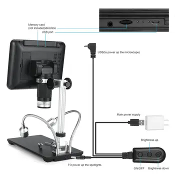 Andonstar AD207 3D digitālo mikroskopu Ilgi Objekta Attālumu Mikroskopu Lodēšanas Instruments Tālrunis/PCB/SMD Remonts ar Pagrieztu Attēlu