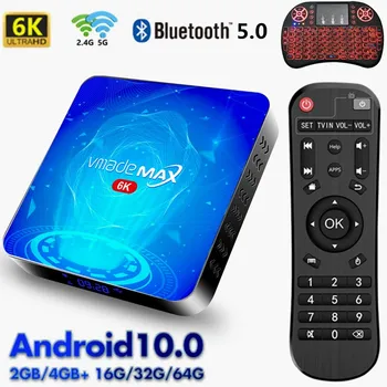 Android 10 Smart TV Kastē 2.4 G&5G WiFi Set Top Box 16GB 32GB 64GB Allwinner H616 Četrkodolu HD 6K 3D Video, TV Uztvērējs Media Player