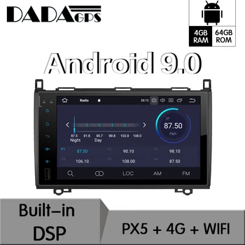 Android 9.0 4+64GB px5 Iebūvēts DSP Auto multimedia Nē, DVD Atskaņotājs, GPS, Radio Benz A-W169/B-W245/Vito 2005+ GPS Navigācijas
