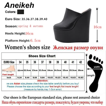 Aneikeh Sieviešu Ķīļi Čības Kniežu PU Fashio Apaļu Purngalu Zapatos Mujer De Cietā 2021 JAUNU Pavasara/Rudens Raibs Dāmas Kurpes