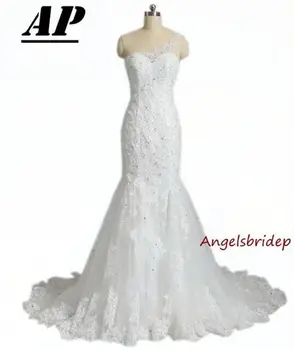 ANGELSBRIDEP Skatīt Caur Vienu Plecu grieķu Tērpu De Mariee Kāzu Kleitas 2021 Sexy Burvīgs Appliques Sirēna Tērpi Līgava