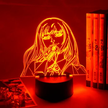 Anime Lampas Yumeko Jabami Led Nakts Gaisma No Kakegurui Piespiedu Spēlētājs Dāvanu Guļamistaba Dekori Nightlight Cute Japāņu Waifu