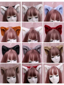 Anime, Zaķis, Kaķis Ausis Lolita Kawaii Piederumi Cosplay Matu Plīša Gothic Danganronpa Modes Galvu Kucēns, Meitene Klipi