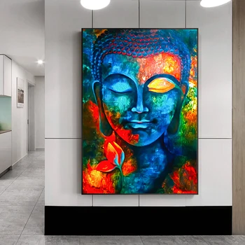 Anotācija Budas Audekls Mākslas Gleznas Pie Sienas, Krāsains Budisms Plakāti Un Izdrukas Mūsdienu Cuadros Bildes Dzīvojamā Istaba