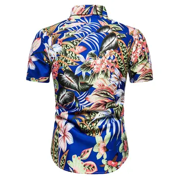 Aoliwen zīmolu Vasaras modes gadījuma vīriešiem zaudēt pludmales Havaju iespiesti īsām piedurknēm pogas retro krekls vīriešiem kreklu 2020. gada vasaras, jaunas