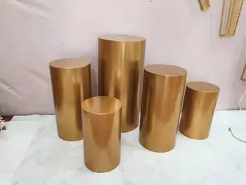 Apaļā 5gab zelta elektriskie spoguļi dzelzs materiāla puse, kāzu dekorēšana plintuss