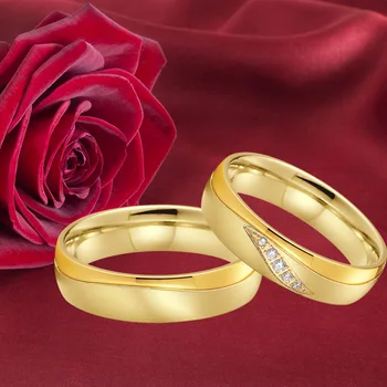 Apvienības MĪLESTĪBU, laulību, viņa un viņas priekšlikums pāris Kāzu gredzeni komplekts vīriešiem un sievietēm, meitenēm, Zelta Plating nerūsējošā tērauda