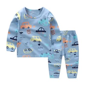 Ar Garām Piedurknēm Baby Toddler Pusaudžiem, Bērnu Pidžamas Komplekts Pavasarī, Rudenī Kokvilnas Kids Sleepwear Tērpi Cute Karikatūra Zēni Meitenes Naktsveļu