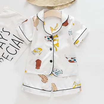 Ar Īsām Piedurknēm Bērnu Blūze Topi+Šorti Sleepwear Pidžamas Bērniem Drēbes, Bērnu Pidžamas Komplekti Zēniem Girls Karikatūra Briežu Drukāt Apģērbs, Komplekts
