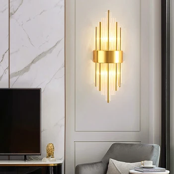 Art Deco Postmodernisma Zelta Black Nerūsējošā Tērauda Dizainers, LED Lampas, LED Gaisma Sienas lampa Sienas Gaismas Sienas Sconce Guļamistabai Koridors