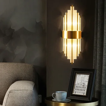 Art Deco Postmodernisma Zelta Black Nerūsējošā Tērauda Dizainers, LED Lampas, LED Gaisma Sienas lampa Sienas Gaismas Sienas Sconce Guļamistabai Koridors