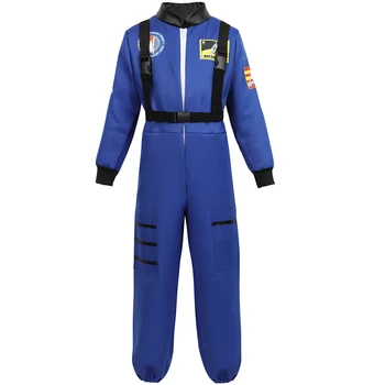 Astronauts Kostīms Bērniem Kosmosa Uzvalks Jumpsuit Lomu spēles Zēniem, Meitenes, Pusaudži Mazuļiem Bērnu Astronauts Cosplay Halloween Zila