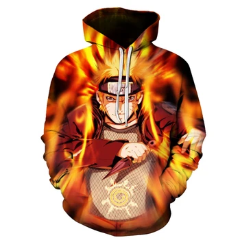 Atdzist Modes 3D Drukas Hoodies Smieklīgi Unisex Hoodies Naruto Drukāt Hotstyle Pulovers Piedurknēm Streetwear sporta Krekls pelēkā vārna