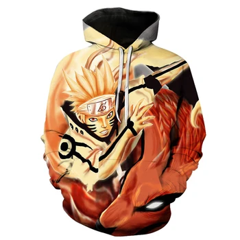 Atdzist Modes 3D Drukas Hoodies Smieklīgi Unisex Hoodies Naruto Drukāt Hotstyle Pulovers Piedurknēm Streetwear sporta Krekls pelēkā vārna