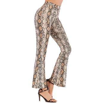 Augsta vidukļa sieviešu bikses sexy rudens bikšu dāmas sieviešu 2020. gadam, modes rudenī drēbes leopards drukāt bell dibenu stulpiņi signālraķetes