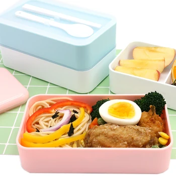 Augstas Kvalitātes 1000ml Dubultā Slāņa Pusdienas Lodziņu, Pārtikas Konteineru, Mikroviļņu Krāsns Bento Kastes Lunchbox Dinnerware