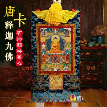 Augstas kvalitātes Budisms Thangka MĀJAS altāra SIENAS Dekors ART silk Sakyamuni Budas Thang-ga krāsošana Vairumtirdzniecības Budistu piegādes liela