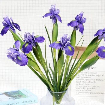 Augstas kvalitātes PU Materiāla Mākslīgā Īrijas Iris Flower, Kāzu Dekorēšana Līgavas Pušķi, Viltus Ziedu Mājas, Dārza tusiņu Dekori