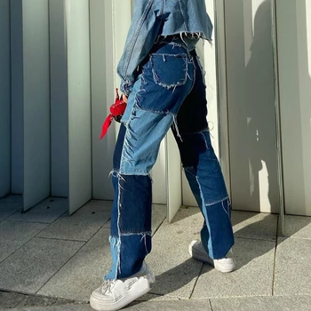 Augstas Starām. Jeans Sieviešu Vintage Bikses, Modes Džinsi, Sieviešu Kravas Bikses Sieviešu Modes Gadījuma Streetwear Ropa Mujer De 2020