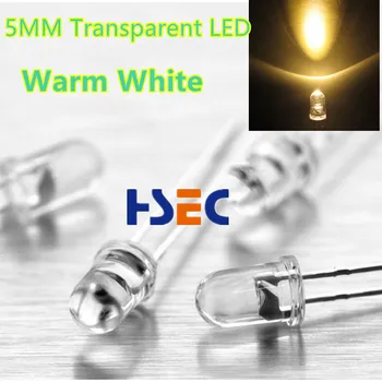 Augstākās Kvalitātes 1000pcs led lentes 5mm warm white led 5MM kārta led lampas, krelles, super spilgti LED Gaismas diodes (led), F5