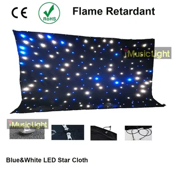 Augstākās Kvalitātes LED Fona Blue&White LED Zvaigžņu Auduma Zvaigžņotām Debesīm Aizkaru DMX512 Vadības Skatuves Pub DJ Kāzu Gadījumā Parādīt