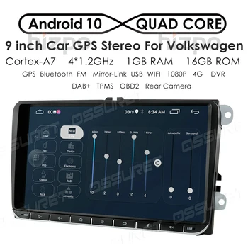 Auto Android 10 2 Din Radio, GPS Multivide Volkswagen, Skoda Octavia Golf 5 6 Touran Passat B6 Polo Tiguan Straujo Sniega Bora