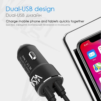 Auto Lādētājs 5V 3A Max Dual USB Ātrā Uzlāde iPhone 6 7 8 11 Xiaomi Samsung, Huawei SONY Telefons 2 Porti USB Metāla Automašīnu Maksas