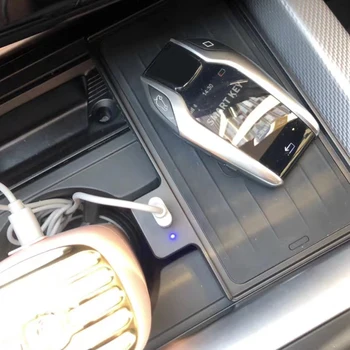 Auto QI bezvadu lādēšanas tālruņa lādētāja uzlādes plate tālruņa turētāju piederumi BMW X5 F15 X6 F16 X5M F85 X6M F86-2018