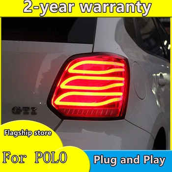 Auto Stils par Volkswagen polo aizmugurējos lukturus, 2011-2018 par polo LED Aizmugurējie Lukturi+Pagrieziena Signāla+Bremzi+Reverse LED gaismas