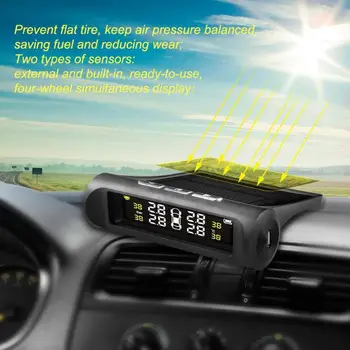 Auto TPMS SP370 Riepu Spiediena Monitoringa Sistēmu, Auto Drošības Saules Bezvadu LCD manometrs ar 4 Riepu Spiediena Sensori