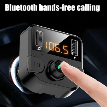 Automašīnas Bluetooth 5.0 FM Transmitter Modulators, Auto Lādētājs, Bezvadu Brīvroku sistēmas Audio Uztvērēju Auto MP3 Atskaņotājs Automašīnas Dual USB Adapteri