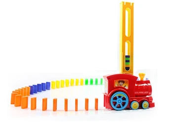 Automātiskās Ko Domino Vilcienu Salikti Domino Rotaļlietas, ar Gaismu, Skaņu Izglītības Celtniecības Bloki DIY Plastmasas Rotaļlietu Komplekts