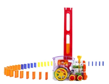 Automātiskās Ko Domino Vilcienu Salikti Domino Rotaļlietas, ar Gaismu, Skaņu Izglītības Celtniecības Bloki DIY Plastmasas Rotaļlietu Komplekts
