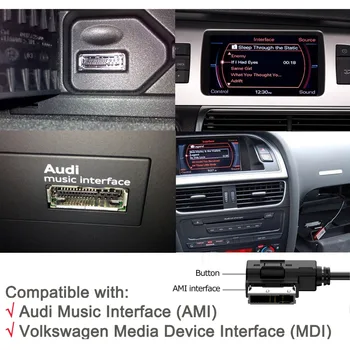 AUX Audio Kabeli 3 IN 1 DI AMI MMI Interfeiss Jack 3.5 mm male kabeli Audi A6L A8L Q7 A3 A4L A3 A4 A6 A5 A1 S5 Q5B6 B8 C6 B7 C7