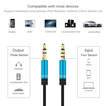 AUX Audio Vads ar Mikrofonu un Skaļuma Kontrole Brīvroku sistēma iPhone iPad Austiņu Auto Stereo