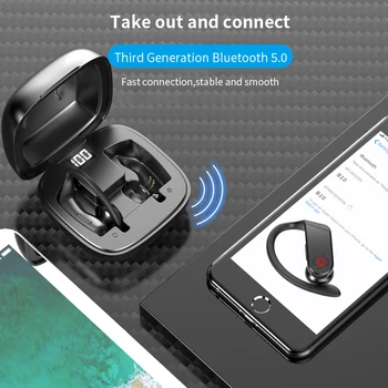 B10 Taisnība TWS Bezvadu Bluetooth 5.0 Austiņas Sporta Auss Āķis earbuds Waterprof Austiņas Bezvadu Maksas Stereo Gaming Austiņas