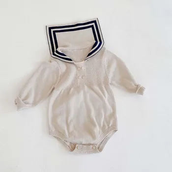 Baby Boy Apģērbs Jaundzimušajiem Trikotāžas Jūrnieks Kombinezonus Ar Garām Piedurknēm Korejas Viens Gabals Jumpsuit Unisex Bērniem, Baby Meitene Trikotāža Playsuit
