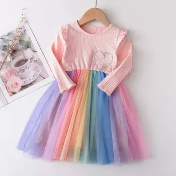 Baby Girl Gadījuma Kleita Jauns Pavasara Modes Meitenēm Princess Tērpi Meitene Retro Sweet Puse Drēbes Toddler Apģērbu 2 6 Gadiem