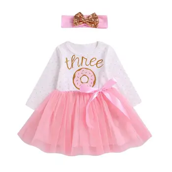Baby Girl Valentīna Diena Apģērbs Pavasara Vasaras Skaits Trīs Burti Sundress Par Toddler Meitenes 2 3 Gadu Dzimšanas Dienas Svinības Kleitas
