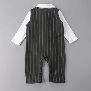 Baby Romper Jaundzimušo Puiku Drēbes Džentlmenis Uzvalks Jumpsuit Kombinezons, Zīdaiņu Apģērbs ar tauriņu Vienu Krūtīm, Kristību Kostīms