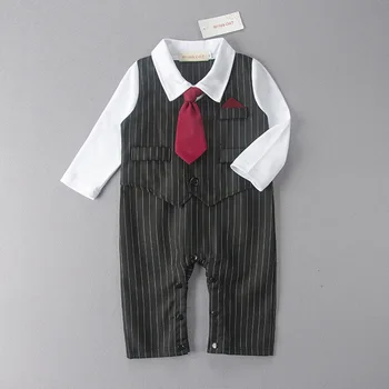 Baby Romper Jaundzimušo Puiku Drēbes Džentlmenis Uzvalks Jumpsuit Kombinezons, Zīdaiņu Apģērbs ar tauriņu Vienu Krūtīm, Kristību Kostīms