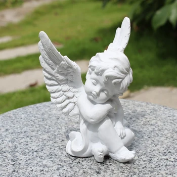 Balts Zelts Eiropas Radošo Sveķu Cute Angel Boy Statujas Amatniecības Mājās Rakstāmgalda Figūriņas Apdare Pasaku, Rotas, Piederumi