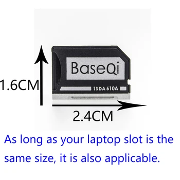 BaseQi Alumīnija Maskēšanās Disku Micro SD / TF Kartes Adapteris SD Karšu Lasītājs, lai Lenvov jogas pro 2 un Lenvov Flex-4 14-collu