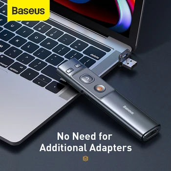 Baseus 2.4 GHz Wireless Presenter Remote Kontrolieris Sarkanu Lāzera Pildspalva USB Kontroles Pen For Mac, Win 10 8 7 XP Projektoru PowerPoint PPT
