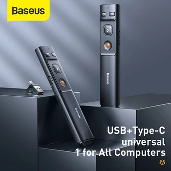 Baseus 2.4 GHz Wireless Presenter Remote Kontrolieris Sarkanu Lāzera Pildspalva USB Kontroles Pen For Mac, Win 10 8 7 XP Projektoru PowerPoint PPT